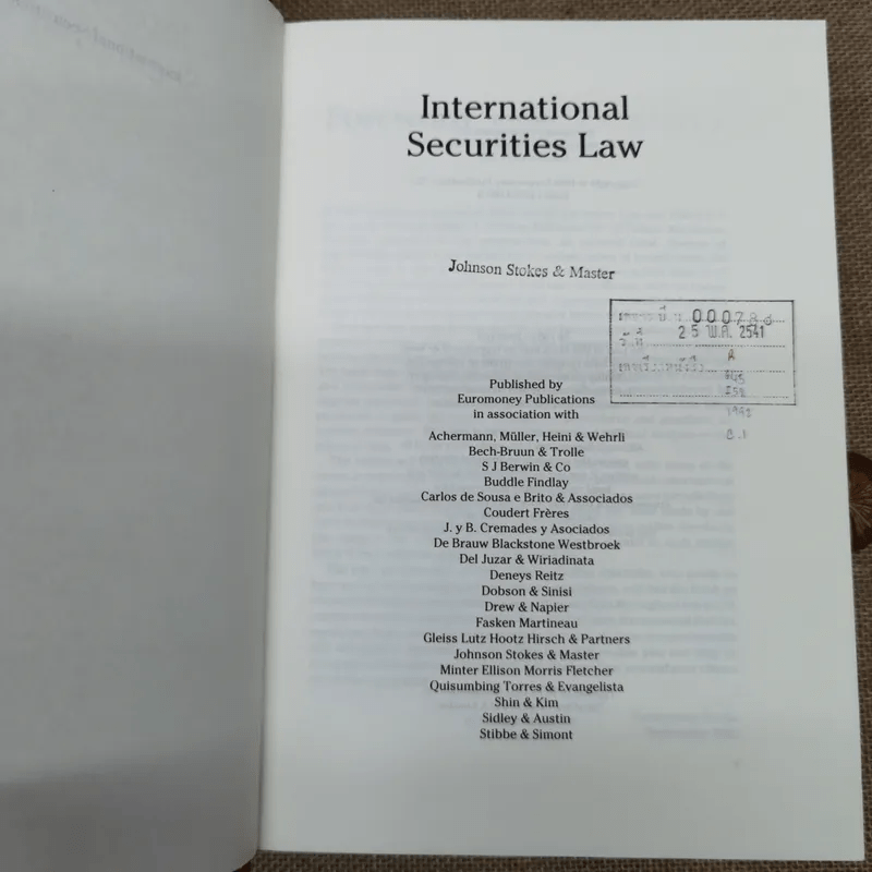 International Securities Law - Johnson Stokes & Master