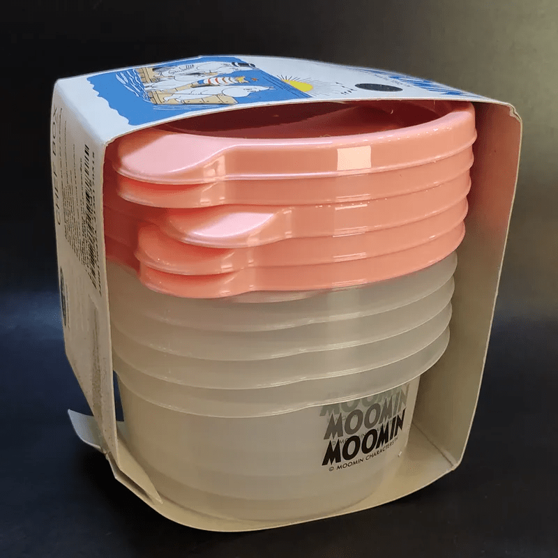 ชุดกล่องอาหารกลม Chef Box ลาย MooMin สีชมพู 5 ชิ้น (ขนาด 300 มิลลิลิตร)