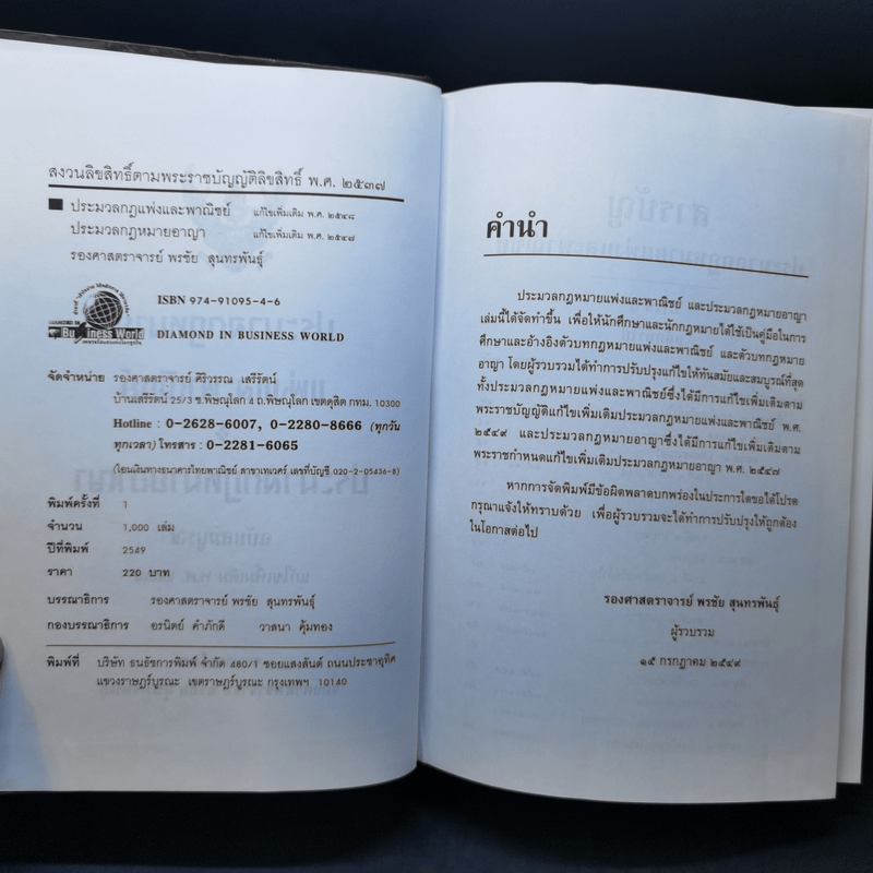 ประมวลกฎหมายแพ่งและพาณิขย์ ประมวลกฎหมายอาญา พ.ศ.2549 - รองศาสตราจารย์ พรชัย สุนทรพันธุ์