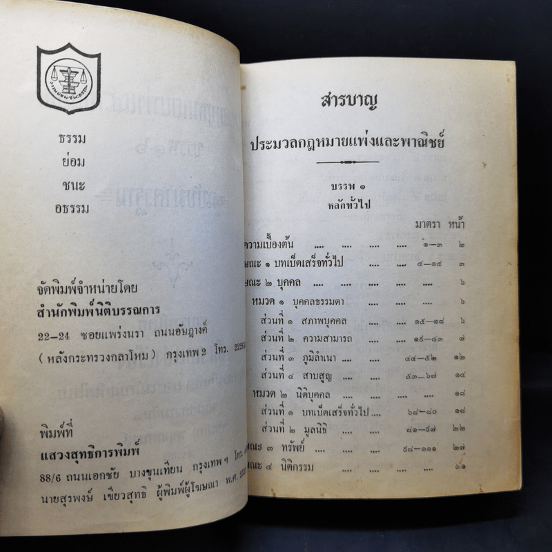 ประมวลกฎหมายแพ่งและพาณิชย์ บรรพ 1-6 ประมวลกฎหมายอาญา - สัก กอแสงเรือง