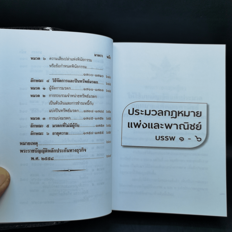 ประมวลกฎหมายแพ่งและพาณิชย์ บรรพ 1-6 ฉบับแก้ไขเพิ่มเติมใหม่ล่าสุด พ.ศ.2562