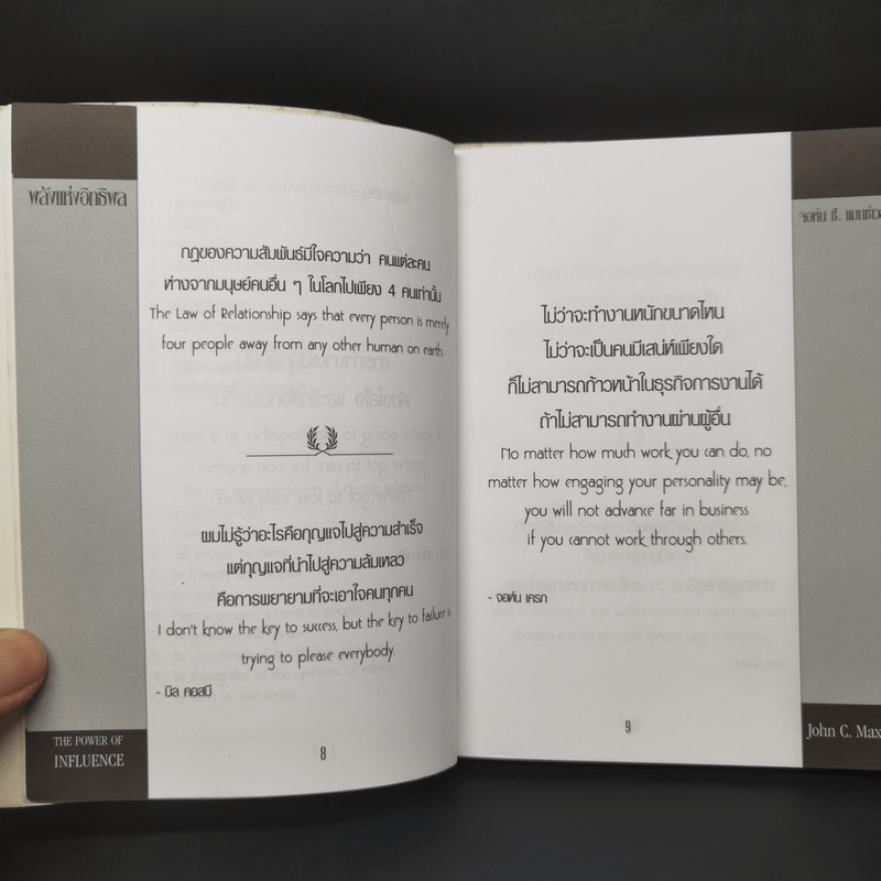 พลังแห่งอิทธิพล บทเรียนชีวิตในเรื่องความสัมพันธ์ - จอห์น แมกเวล