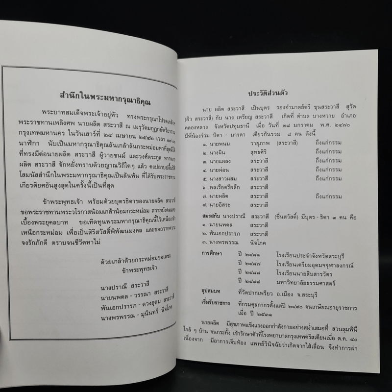 อนุสรณ์ในการพระราชทานเพลิงศพ นายผลิต สระวาสี