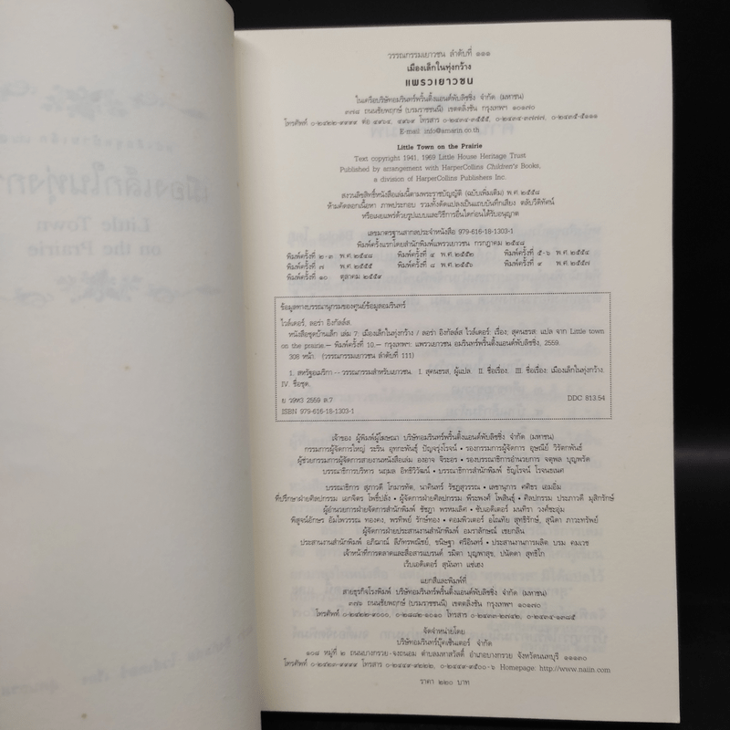 เมืองเล็กในทุ่งกว้าง หนังสือชุดบ้านเล็ก เล่ม 7 - ลอร่า อิงกัลส์ ไวล์เดอร์