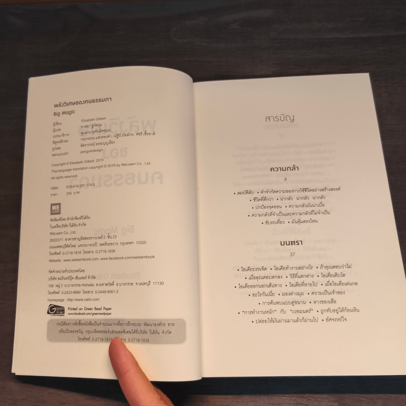 พลังวิเศษของคนธรรมดา Big Magic - Elizabeth Gilbert (เอลิซาเบท กิลเบิร์ต)