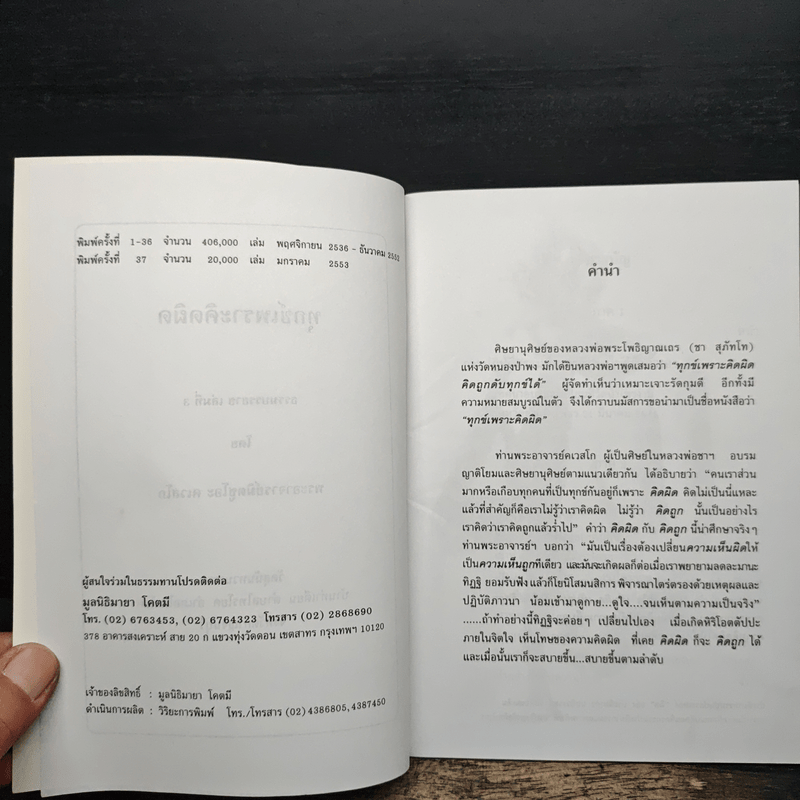 ทุกข์เพราะคิดผิด - พระอาจารย์มิตซูโอะ คเวสโก