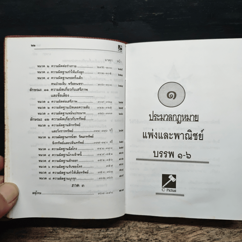 ประมวลกฎหมาย แพ่งและพาณิชย์ บรรพ 1-6 อาญา แก้ไขเพิ่มเติม ฉบับสมบูรณ์ - พิชัย นิลทองคำ