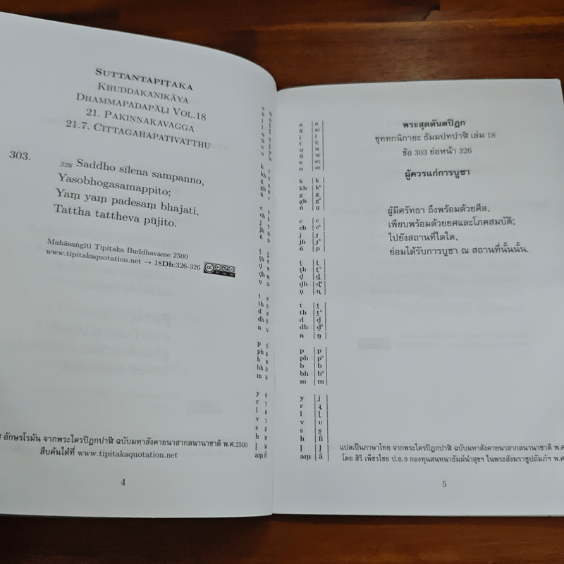 คู่มืออ่านสังวัธยายพระไตรปิฏกสากลบำเพ็ญกุศลสืบทอดเสียงพระธัมม์