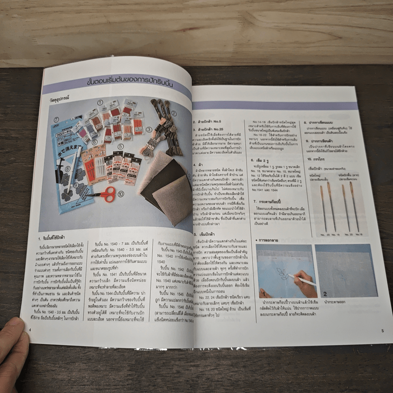 งานปักผ้าแสนสวยด้วยด้ายและริบบิ้น